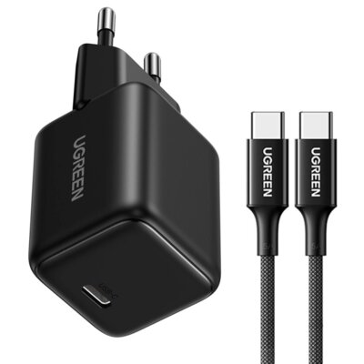 Ładowarka sieciowa UGREEN X513 30W + Kabel USB-C - USB-C Czarny