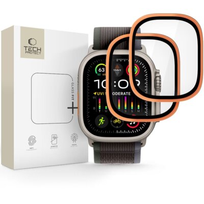 Szkło hartowane TECH-PROTECT Glass Ring do Apple Watch Ultra 1/2/3 (49 mm) Pomarańczowy (2 szt.)