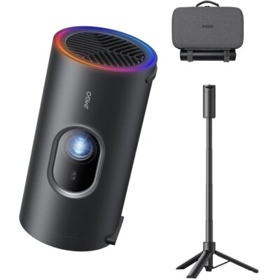 Projektor JMGO PicoPlay+ Full HD (1920 x 1080), 450 ANSI lumen, Wi-fi, Bluetooth + Statyw z powerbankiem + Etui