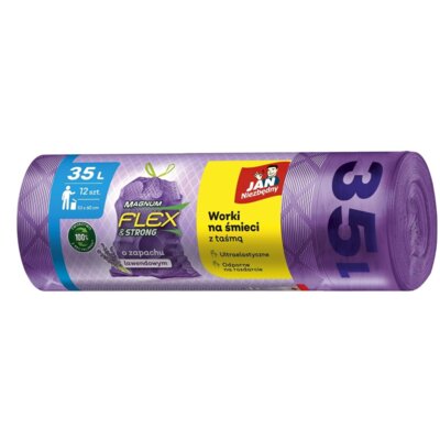 Worki na śmieci JAN NIEZBĘDNY Magnum Flex Lawendowe 35L (12 sztuk) Fioletowy