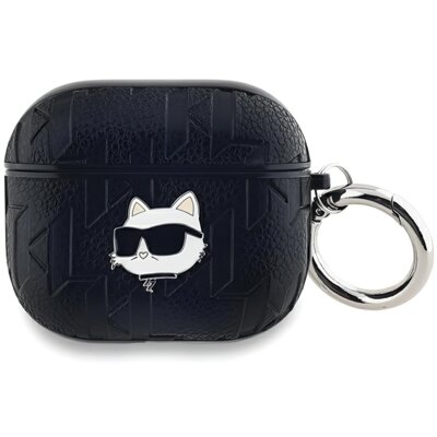 Etui na słuchawki KARL LAGERFELD Monogram Choupette Head do Apple AirPods 3 Czarny