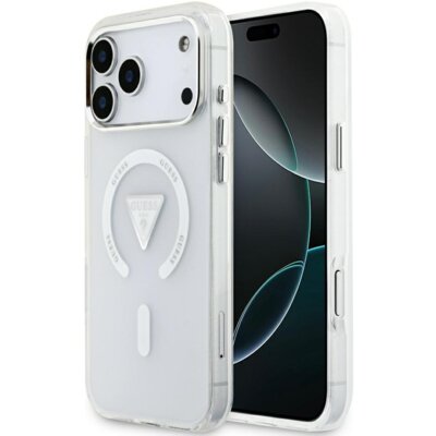 Etui GUESS IML Gradient Triangle Logo MagSafe do Apple iPhone 17 Pro Max Przezroczysty