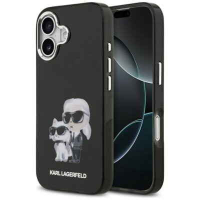 Etui KARL LAGERFELD IML Aquarelle Karl & Choupette & Logo MagSafe do Apple iPhone 17 Czarny