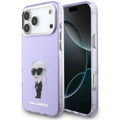 Etui KARL LAGERFELD IML Aquarelle Karl & Choupette & Logo MagSafe do Apple iPhone 17 Pro Max Fioletowy