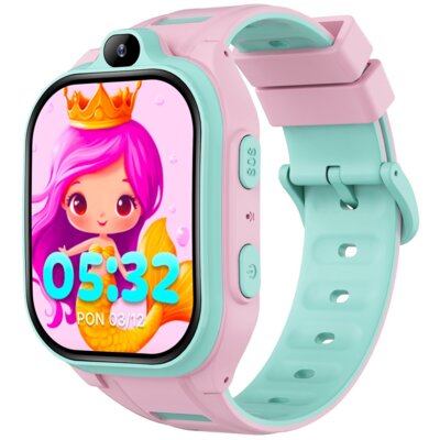 Smartwatch FOREVER Kids Boost KW-530 AI GPS WiFi 4G Różowo-zielony