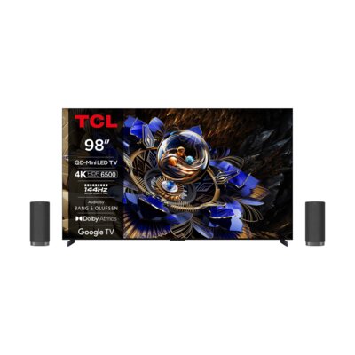 Telewizor TCL 98X11K 98” QD-miniLED 4K 144HZ + Zestaw Stereo TCL Z100E (2 szt.) TI+CZ Google TV Dolby Atmos Dolby Vision, Wi-Fi, Bluetooth - 2 głośniki