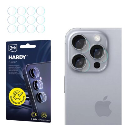 Szkło hybrydowe na obiektyw 3MK Hardy Fusion Lens Protection do Apple iPhone 16 Pro (4 szt.)