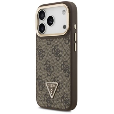 Etui GUESS 4G PU Triangle Logo & Stand Camera MagSafe do Apple iPhone 17 Pro Brązowy