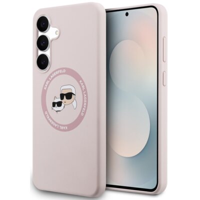 Etui KARL LAGERFELD Silicone Karl&Choupette Heads MagSafe do Samsung Galaxy S25 FE Różowy