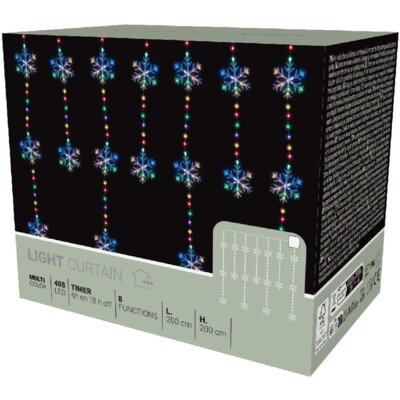 Kurtyna dekoracyjna CHRISTMAS DECORATION 1079738 408 LED Sieciowe 2 m Transparentny