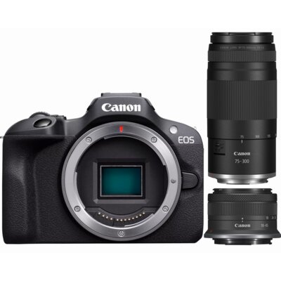 Aparat bezlusterkowy CANON EOS R100 + Obiektyw RF-S 18-45mm f/4.5-6.3 + Obiektyw RF 75-300mm f/4-5.6, 24.2Mpix, 4K 24p