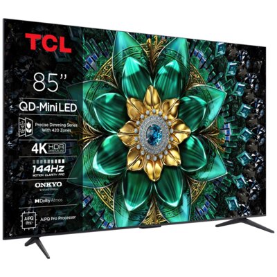Telewizor TCL 85C69K 85" QD-Mini LED 4K 144Hz + Zestaw Stereo TCL Z100E (2szt.) CZ+CZ Google TV Dolby Atmos Dolby Vision HDMI 2.1