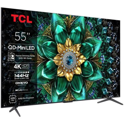 Telewizor TCL 55C69K 55" QD-Mini LED 4K 144Hz + Zestaw Kina Domowego TCL Z100E (4 szt.) CZ+CZ Google TV Dolby Atmos Dolby Vision HDMI 2.1