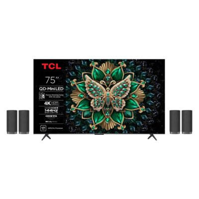 Telewizor TCL 75C69K 75" QD-Mini LED 4K 144Hz + Zestaw Kina Domowego TCL Z100E (4 szt.) CZ+CZ Google TV Dolby Atmos Dolby Vision HDMI 2.1