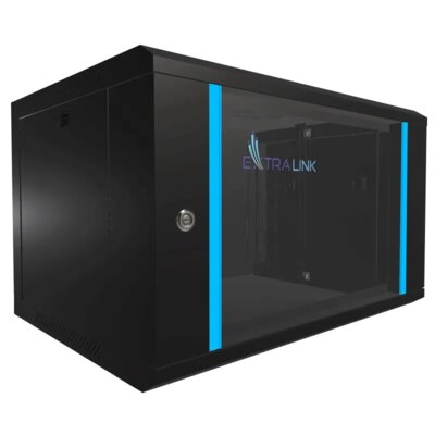 Szafa RACK EXTRALINK Lite 19" 6U EX.28785 530 X 400 mm, Wisząca Czarny
