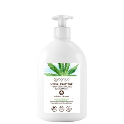 Hipoalergiczne tradycyjne polskie szare mydło w płynie z olejem z konopi 500ml
