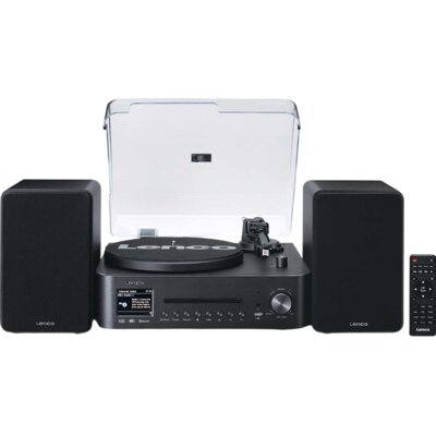 Wieża z gramofonem LENCO MC-760BK Czarna, Odtw.CD/-R/-RW, Wi-Fi, Radio internetowe, Tuner FM/DAB+, Wyświetlacz LCD