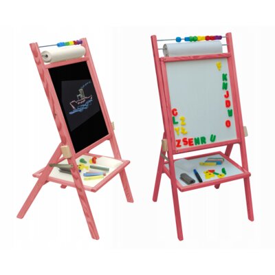 Tablica obrotowa kredowa z rolką papieru różowa