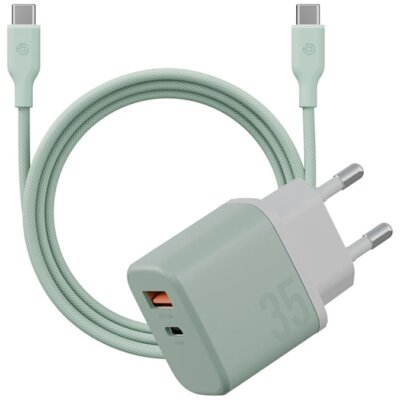 Ładowarka sieciowa BAZIC GoPort Velox 35W Zielony + kabel USB-C - USB-C