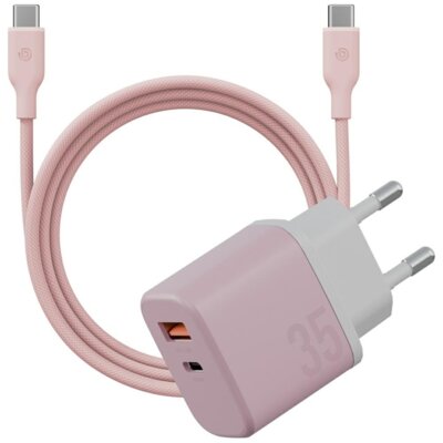 Ładowarka sieciowa BAZIC GoPort Velox 35W Różowy + kabel USB-C - USB-C