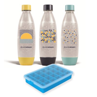 Butelka SODASTREAM Fuse Color Pack (3 sztuki) + Foremka do lodu CLEANBOTTLE Niebieski 24 kostki