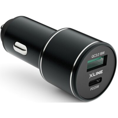 Ładowarka samochodowa XLINE CC502 QC3 18W + PD3 25W Czarny