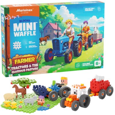 Klocki elastyczne MARIOINEX Mini Waffle Farmer Traktory i Wypasiona Łąka 907535