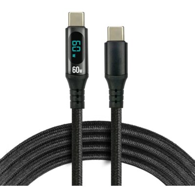 Kabel USB-C - USB-C EVERACTIVE z wyświetlaczem CBB-2PDL 60W 2 m Czarny
