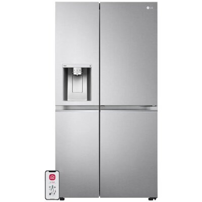 Lodówka LG GSJV90PZAF Side by Side No frost 179cm Srebrna Podajnik wody Kostkarka