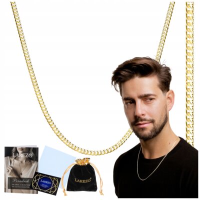 ZŁOTY ŁAŃCUSZEK ZE SREBRA MĘSKI 60cm SPLOT PANCERKA PEŁNY MOCNY ŁAŃCUCH 925