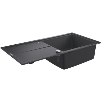Zlewozmywak jednokomorowy z ociekaczem GROHE K400 31641AP0 Czarny granit 50x100