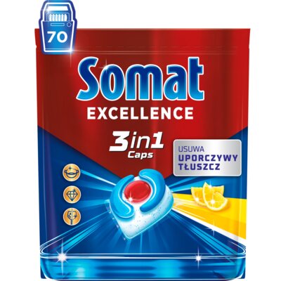 Kapsułki do zmywarki SOMAT Excellence Caps 3w1 Lemon - 70 szt.