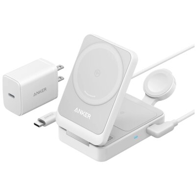 Ładowarka indukcyjna ANKER B2557322 MagGo 3w1 15W Biały Qi2 MagSafe