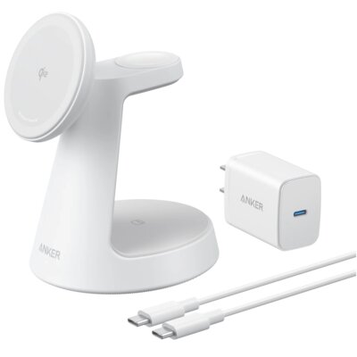 Ładowarka indukcyjna ANKER B25M4G21 MagGo 3w1 15W Biały Qi2 MagSafe