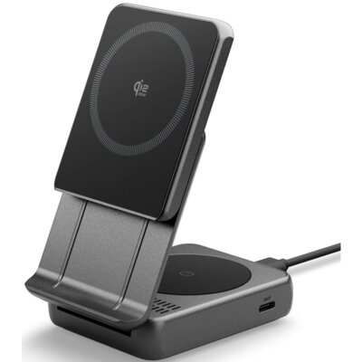 Ładowarka indukcyjna SPIGEN Essential EF302MOQ Qi2.2 2w1 MagSafe Czarny