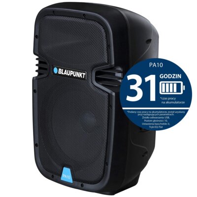 Power Audio BLAUPUNKT PA10, 600W, Bluetooth, Bateria 3,5 godziny, Wejście mikrofonowe, Wejście USB, Tuner FM