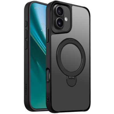 Etui ETTERI Matt Mag Ring do Apple iPhone 16 Czarny