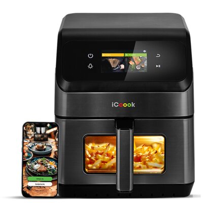 Air Fryer Frytkownica beztłuszczowa ICOOOK MFR-IC-01 Czarny 6.5l Wifi 15 automatycznych programów