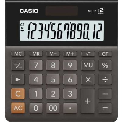 Kalkulator CASIO MH-12BK-S Zasilanie bateryjno-słoneczne, 1 pamięć