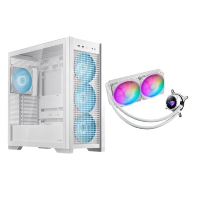 Chłodzenie wodne ASUS ROG Strix LC II 240 ARGB White Edition + Obudowa ASUS TUF Gaming GT302 TG ARGB Biały