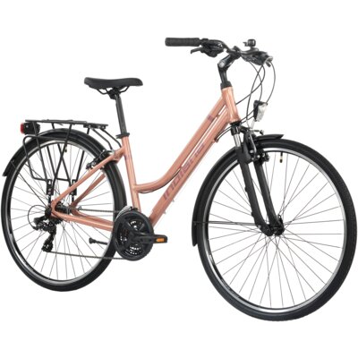 Rower trekkingowy INDIANA X-Road 1.0 D17 28 cali damski Różowo-brązowy