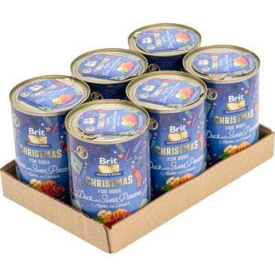 Karma dla psa BRIT Care Christmas Kaczka z słodkimi ziemniakami, jabłkami i szpinakiem 6 x 400 g