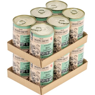 Karma dla psa WIEJSKA ZAGRODA Indyk z królikiem 12 x 400 g