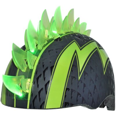 Kask rowerowy RASKULLZ Bolt LED Zielono-czarny dla Dzieci (rozmiar S)