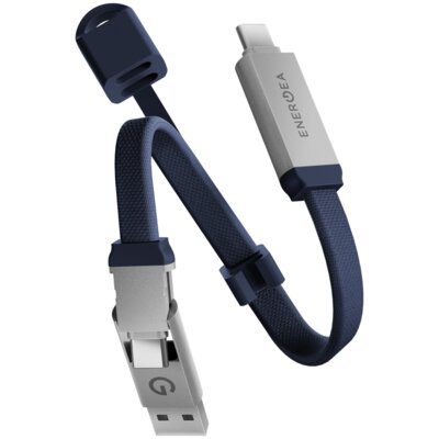 Kabel USB-C/USB-A - USB-C ENERGEA Sheath Key 2w1 60W 0.15 m Niebieski