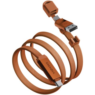 Kabel USB-C/USB-A - USB-C ENERGEA Sheath Travel 2w1 60W 1.2 m Pomarańczowy