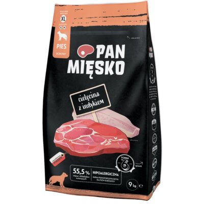 Karma dla psa PAN MIĘSKO Cielęcina z Indykiem XL 3 x 9 kg