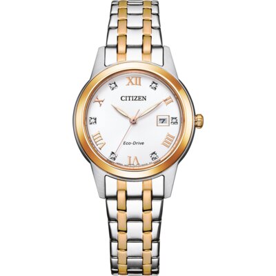 Zegarek CITIZEN Eco-Drive Elegant Crystals FE1246-85A Srebrno-złoty