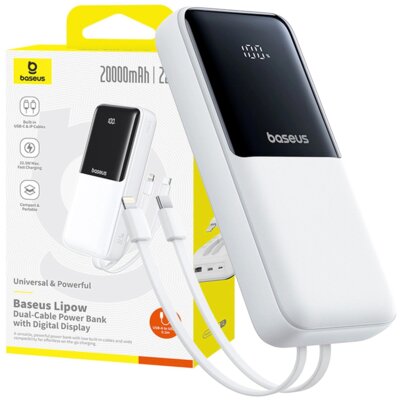 Baseus Powerbank 20000 Mah 22.5W USB-C USB Wbudowane Kable USB-C Lightning