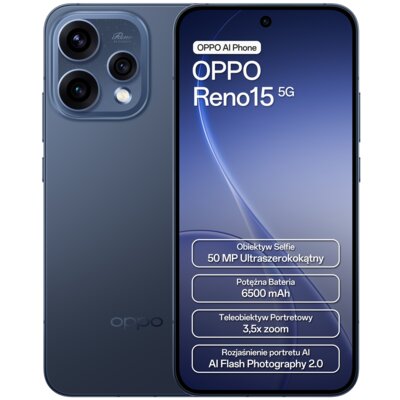 Smartfon OPPO Reno 15 5G 8/512GB 6.59" 120Hz Granatowy